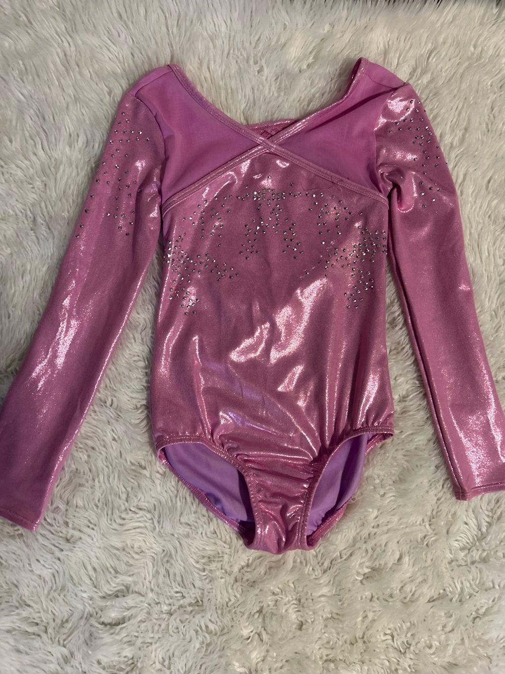 Cat & Jack Shimmer Pink Long-Sleeve Gymnastics and Dance Leotard 7/8